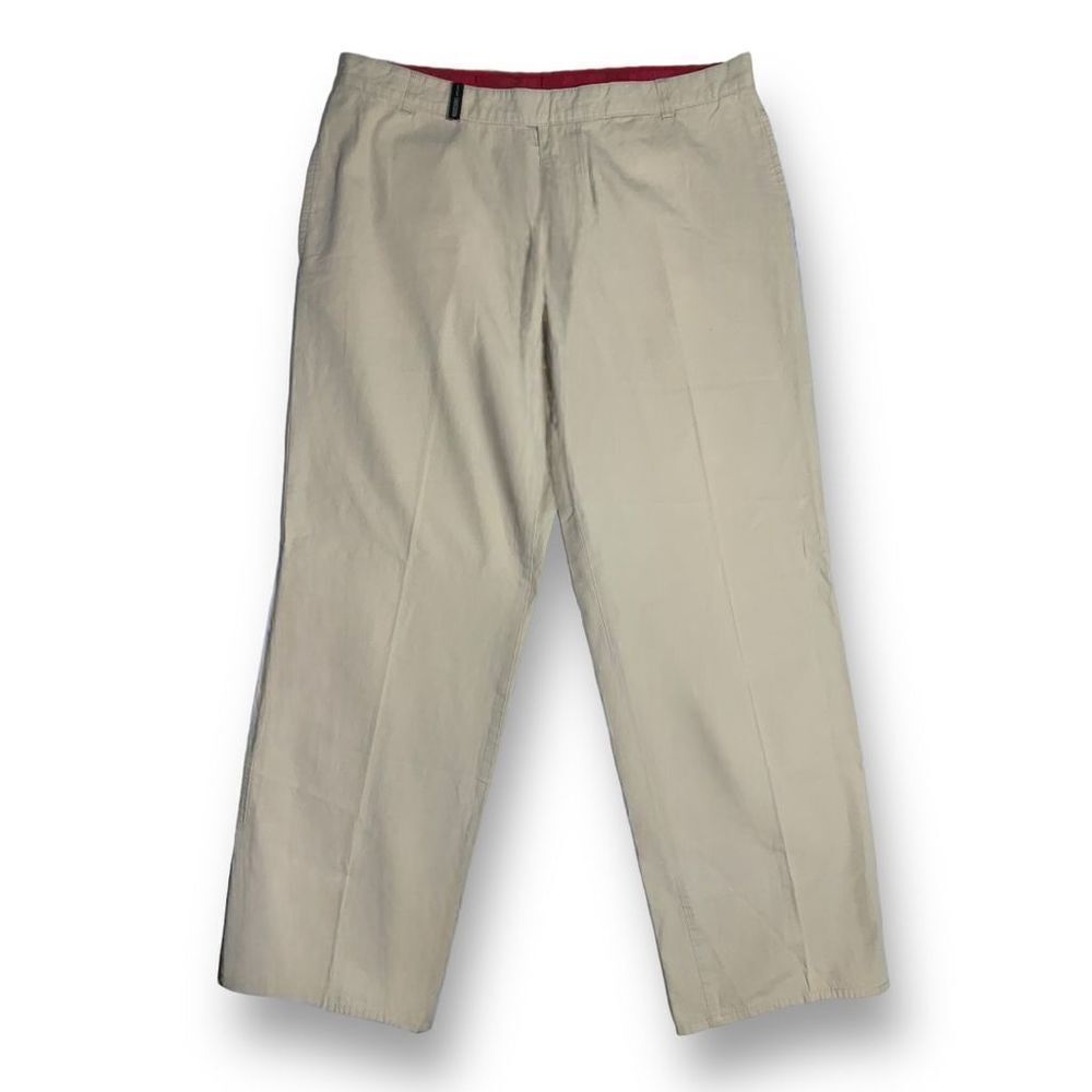 🧨 Moschino Men’s Beige Chino Pants w/ Red Waistband | Size 36 Designer Casual 🔥